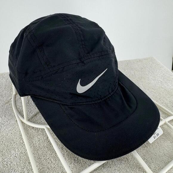 Nike hat mens black aerobill dri-fit tailwind elite reflective running nylon - Picture 1 of 6